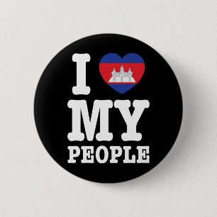 Badge Rond 5 Cm I Heart (Love) My Khmer People