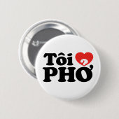 Badge Rond 5 Cm I Heart (Love) Pho (Tôi PHỞ) (Devant & derrière)