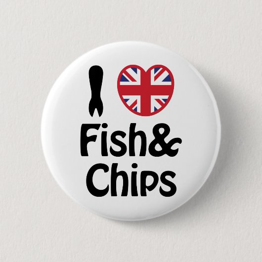 Badge Rond 5 Cm I Heart [Love] Poisson & Chips (Devant)