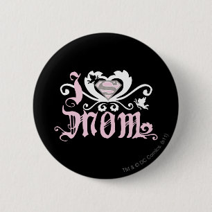 Badge Rond 5 Cm I Heart Maman Rose