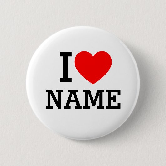 Badge Rond 5 Cm I Heart Name (Devant)