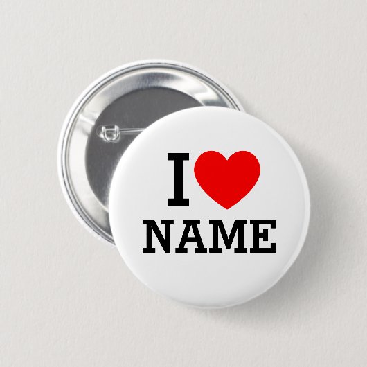 Badge Rond 5 Cm I Heart Name (Devant & derrière)