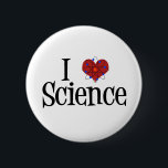 Badge Rond 5 Cm I Heart Science<br><div class="desc">Cute I Love Science design avec un modèle atome devant le coeur.</div>