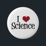 Badge Rond 5 Cm I Heart Science<br><div class="desc">Cute I Love Science design avec un modèle atome devant le coeur.</div>