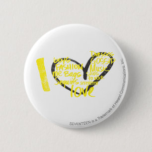 Badge Rond 5 Cm I jaune de graffiti de coeur