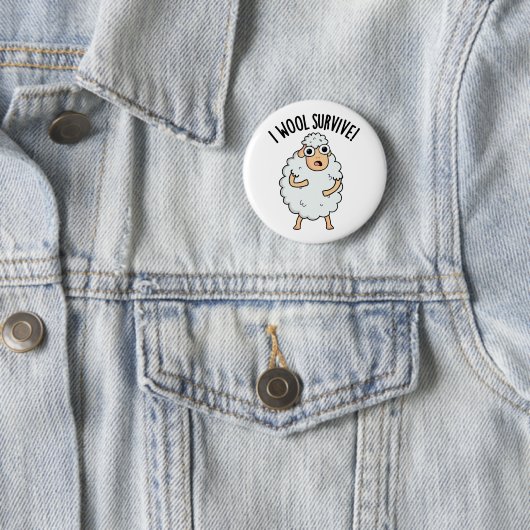 Badge Rond 5 Cm I Laine Survive Funny Sheep Pun (En situation)