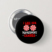 Badge Rond 5 Cm I Like Her Peppermint Candies Couples Matching Chr (Devant & derrière)