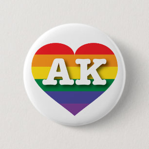 Badge Rond 5 Cm I Love Alaska Rainbow Heart