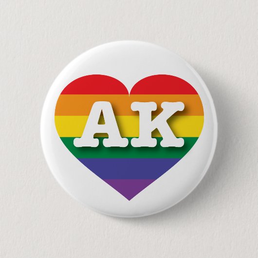 Badge Rond 5 Cm I Love Alaska Rainbow Heart (Devant)