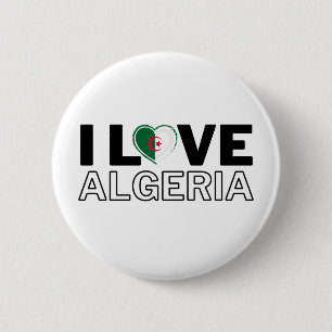 Badge Rond 5 Cm I LOVE ALGERIA - For real Algerians!