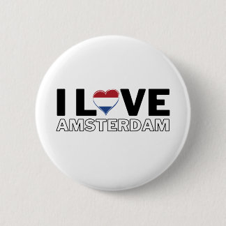 Badge Rond 5 Cm I LOVE AMSTERDAM - For real Amsterdammers!