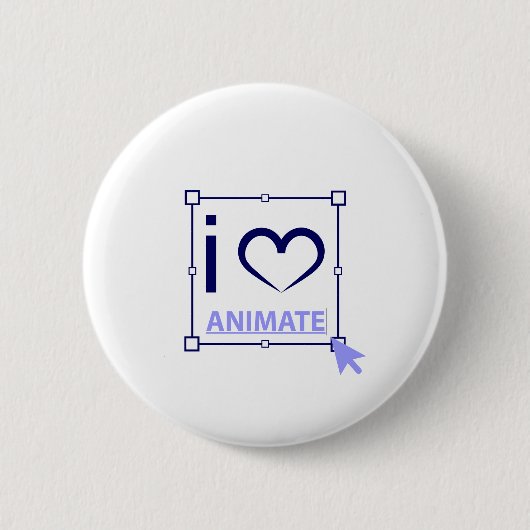 Badge Rond 5 Cm I Love Animate (Devant)