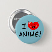 Badge Rond 5 Cm I Love Anime (Devant & derrière)