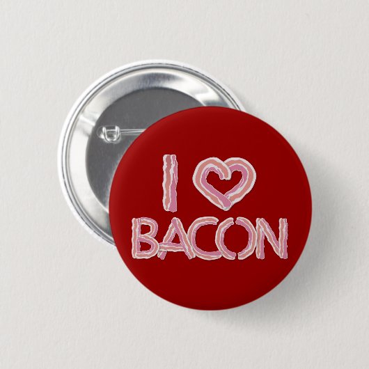 Badge Rond 5 Cm I Love Bacon (Devant & derrière)