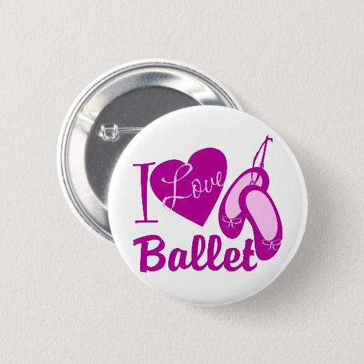 Badge Rond 5 Cm I Love Ballet (Devant & derrière)