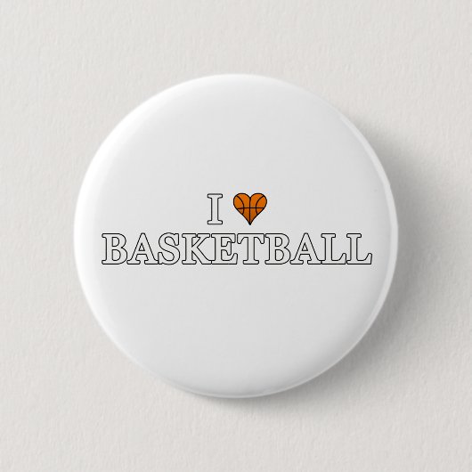 Badge Rond 5 Cm I Love Basketball (Devant)