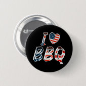 Badge Rond 5 Cm I Love BBQ, American Patriotic (Devant & derrière)