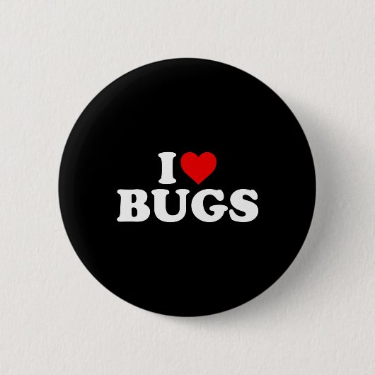 Badge Rond 5 Cm I Love Bugs - Coeur (Devant)