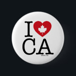 Badge Rond 5 Cm I Love CA | I Love Canada Custom Pin Buttons<br><div class="desc">Faites savoir à tout le monde à quel point vous aimez le Canada avec ce bouton d'épinglette "I Love CA" personnalisable avec typographie rétro et accent de coeur de feuille d'érable. La meilleure façon de montrer votre fierté et votre amour pour le Canada. Personnalisez en ajoutant votre nom. D'autres pays,...</div>