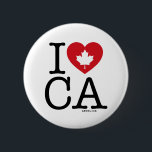 Badge Rond 5 Cm I Love CA | I Love Canada Custom Pin Buttons<br><div class="desc">Faites savoir à tout le monde à quel point vous aimez le Canada avec ce bouton d'épinglette "I Love CA" personnalisable avec typographie rétro et accent de coeur de feuille d'érable. La meilleure façon de montrer votre fierté et votre amour pour le Canada. Personnalisez en ajoutant votre nom. D'autres pays,...</div>
