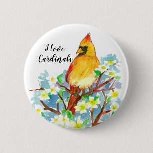 Badge Rond 5 Cm I Love Cardinals State Bird of Virginia