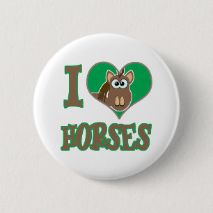 Badge Rond 5 Cm I Love chevaux