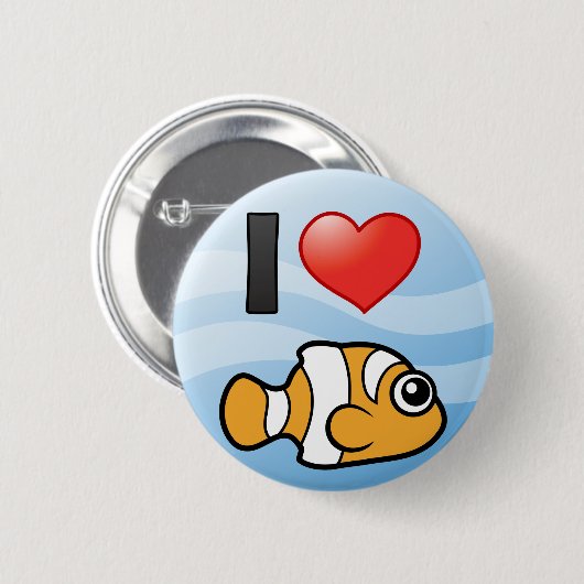 Badge Rond 5 Cm I Love Clownfish (Devant & derrière)