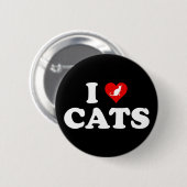 Badge Rond 5 Cm I Love (Coeur) Chats (Devant & derrière)