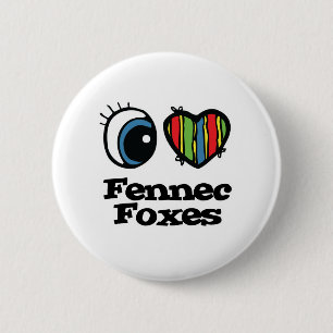 Badge Rond 5 Cm I Love (Coeur) Fennec renards