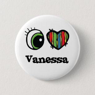 Badge Rond 5 Cm I Love (Coeur) Vanessa