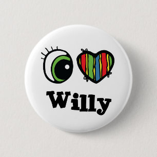 Badge Rond 5 Cm I Love (Coeur) Willy