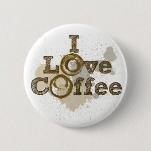 Badge Rond 5 Cm I Love Coffee Art Caffeine