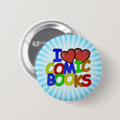 Badge Rond 5 Cm I Love Comic Books (Devant & derrière)
