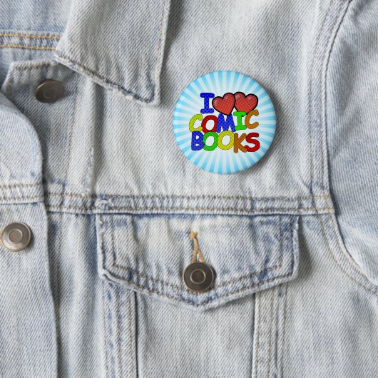 Badge Rond 5 Cm I Love Comic Books (En situation)