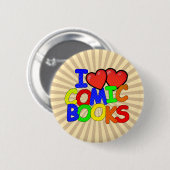 Badge Rond 5 Cm I Love Comic Books (Devant & derrière)