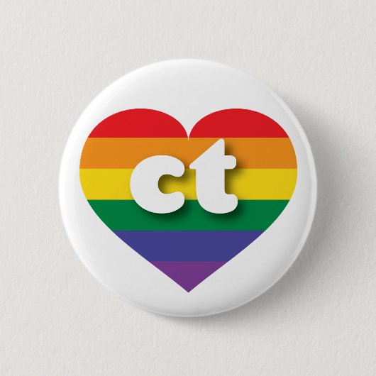 Badge Rond 5 Cm I Love Connecticut Rainbow Heart (Devant)