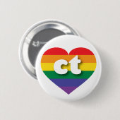 Badge Rond 5 Cm I Love Connecticut Rainbow Heart (Devant & derrière)