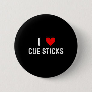 Badge Rond 5 Cm I Love Cue Sticks - Coeur - Distressed Billard P