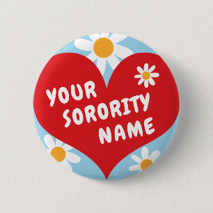 Badge Rond 5 Cm I Love Custom Sorority Name Big Heart Retro Button