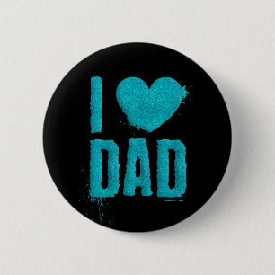 Badge Rond 5 Cm I Love Dad Teal Glitter Typography Pin Button