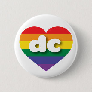 Badge Rond 5 Cm I Love DC Rainbow Heart