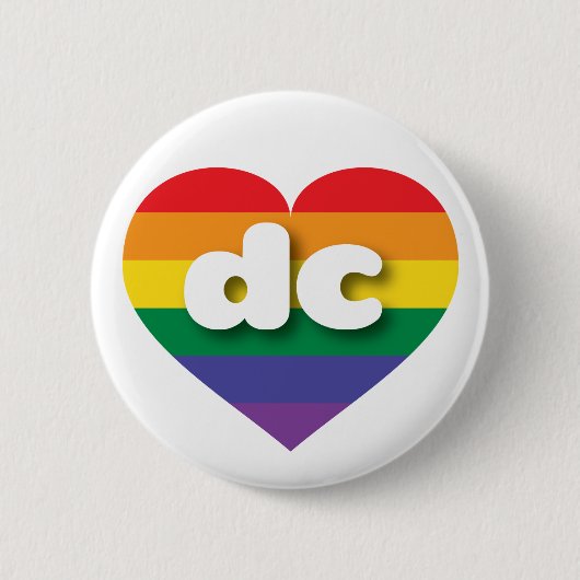 Badge Rond 5 Cm I Love DC Rainbow Heart (Devant)