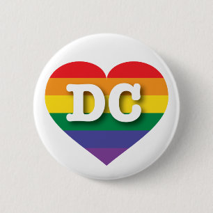 Badge Rond 5 Cm I Love DC Rainbow Heart