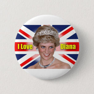 Badge Rond 5 Cm 'I Love Diana' HRH Princess Diana
