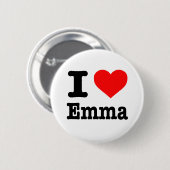 BADGE ROND 5 CM "I LOVE EMMA" (Devant & derrière)