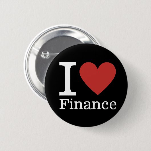 Badge Rond 5 Cm I ❤️ Love Finance - Département des Finances Pin B (Devant & derrière)