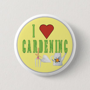 Badge Rond 5 Cm I Love Gardening Texte illustré