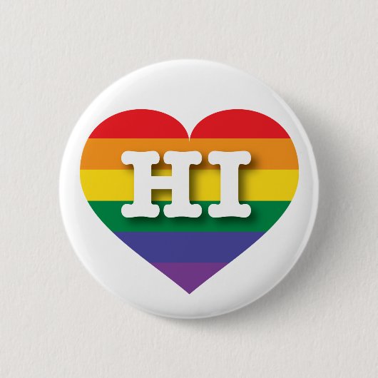 Badge Rond 5 Cm I Love Hawaii Rainbow Heart (Devant)