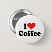 Badge Rond 5 Cm I Love Heart Coffee - Java Caffeine Lover (Devant & derrière)