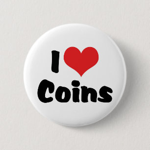 Badge Rond 5 Cm I Love Heart Coins - Coin Collector